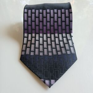 Dimoggio 100% Silk Neck Tie Purple Geometric Pattern